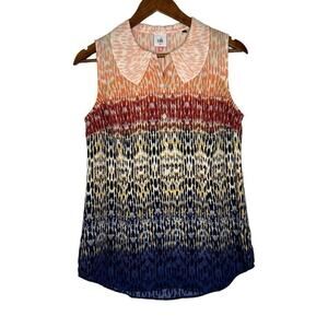 Cabi 3078 1/2 Button Peter Pan Collar Sleeveless Top Size S Women's
